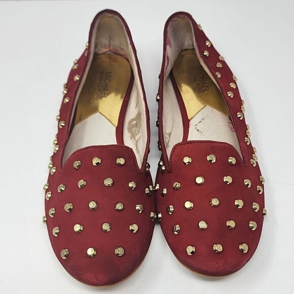 Michael Kors Women's Ailee Studded Suede Smoking Flats Cinnabar, Women's 9M - Picture 2 of 7